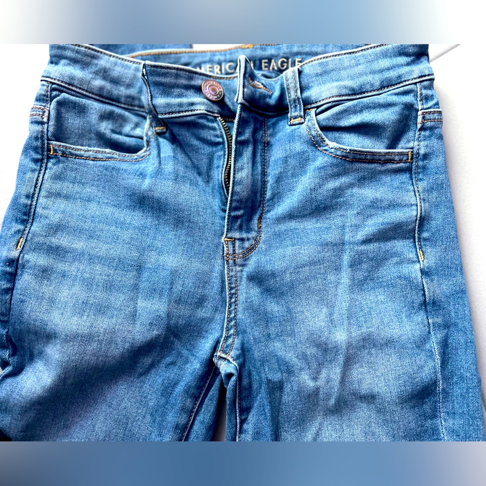 womens american eagle skinny high rise jeans size 4 Long